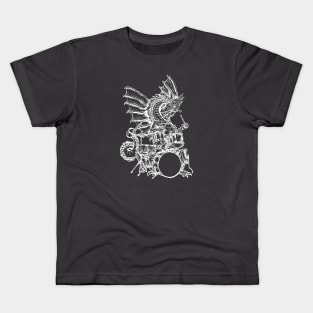 SEEMBO Dragon Playing Drums Drummer Drumming Musician Band Kids T-Shirt